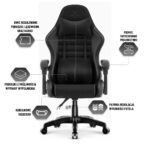 Ігрове крісло Hell's Chair HC-1003 2.0 Black, чорна тканина, екошкіра - Зображення 7