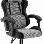 Ігрове крісло Hell's Chair HC-1003 2.0 Black, чорна тканина, екошкіра, в ґудзиковій лапці
