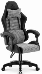 Ігрове крісло Hell's Chair HC-1003 2.0 Black, чорна тканина, екошкіра, в ґудзиковій лапці