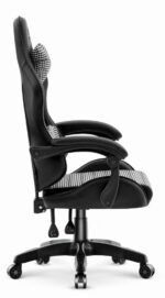 Ігрове крісло Hell's Chair HC-1003 2.0 Black, чорна тканина, екошкіра, в ґудзиковій лапці - Зображення 3