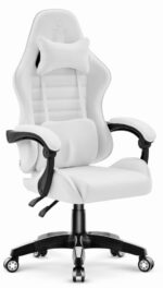 Ігрове крісло Hell's Chair HC-1003 2.0 White, біла екошкіра