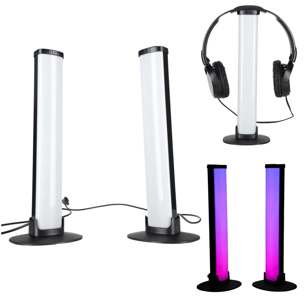 Lampka-na-biurko-LED-gamingowa-RGB-kolumny-slupki-na-pilot-zestaw-2-sztuki-189262 Настільна RGB-світлодіодна лампа IKONKA KX2644 комплект з 2 шт. - Зображення 1