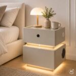 Smart тумбочка IKONKA KX2634 ECRU з бездротовою зарядкою