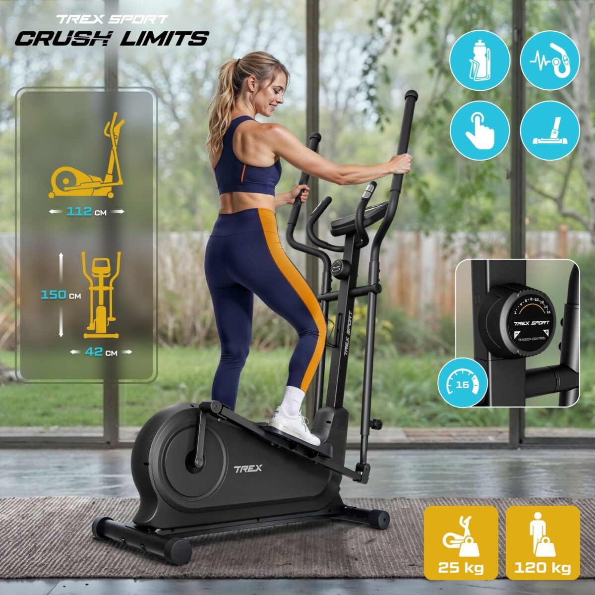 Магнітний орбітрек TREX SPORT SINER TX-500CT, чорний - Зображення 9