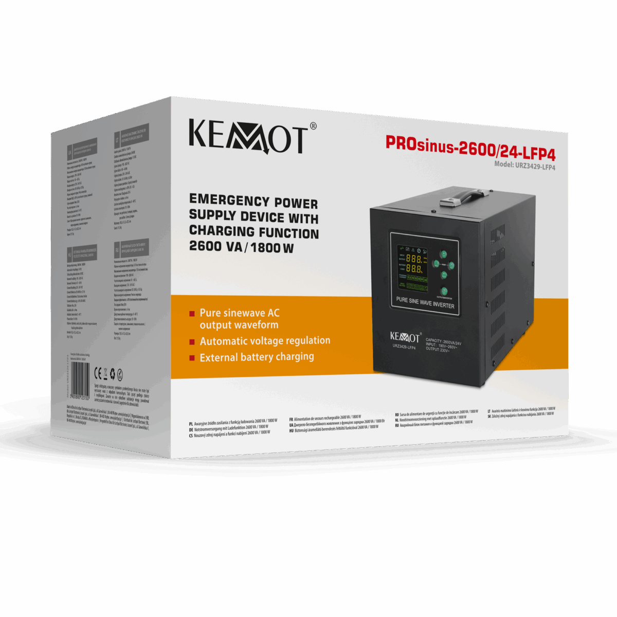 Блок аварійного живлення KEMOT PROsinus-2600 URZ3429-LFP4 24V 230V 2600VA/1800W - Зображення 5