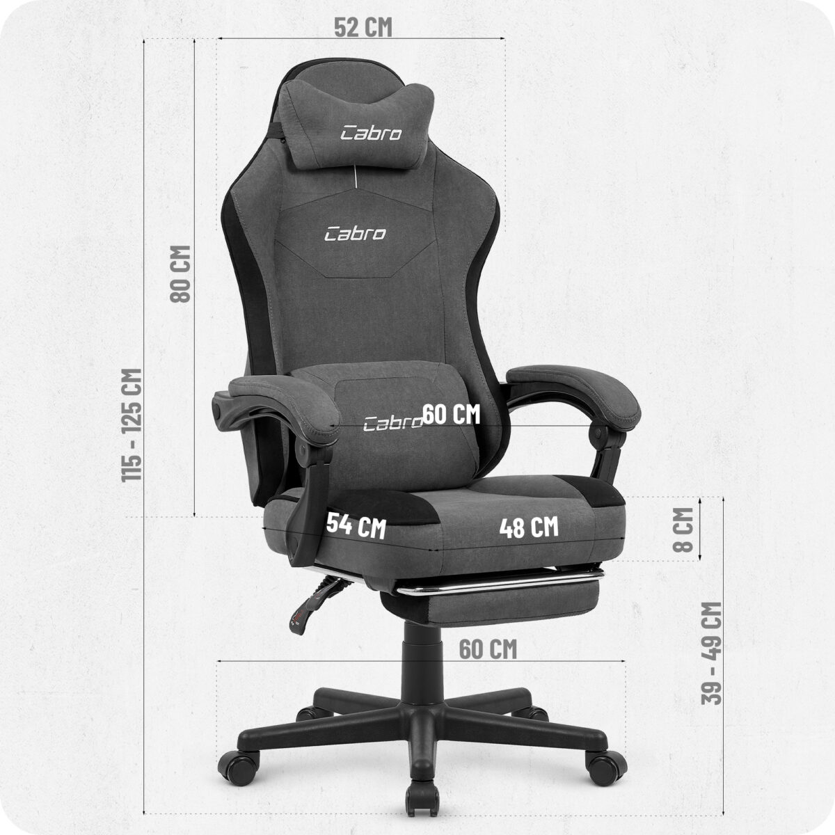 Геймерське крісло Cabro C510 Dark grey замша - Зображення 4