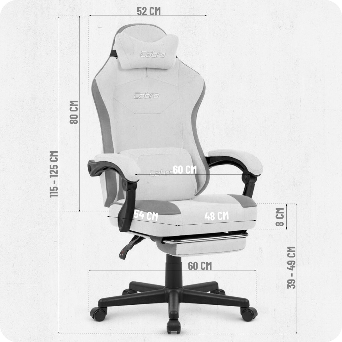 Геймерське крісло Cabro C510 Light gray замша - Зображення 4