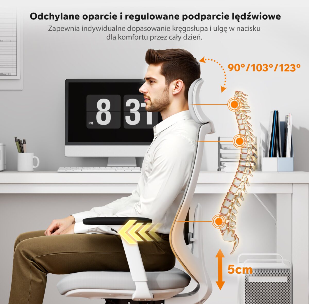 Офісне крісло для персоналу Sense7 Nakai White/Gray - Зображення 3