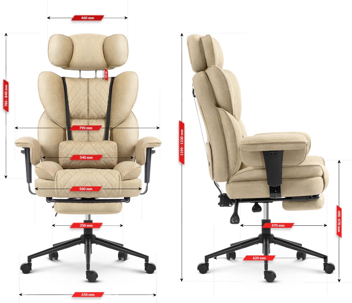 Офісне крісло Hell's Chair HC-1037 Beige - Зображення 6