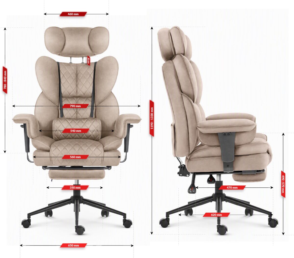 Офісне крісло Hell's Chair HC-1037 Taupe оксамит - Зображення 4